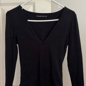 Abercrombie & Fitch Classic Black V-Neck Bodysuit